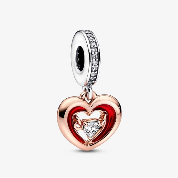 Two-tone Radiant Heart Dangle Charm - PANDORA - Suuri valikoima & ilmainen lahjapaketointi - Nordicspectra.fi