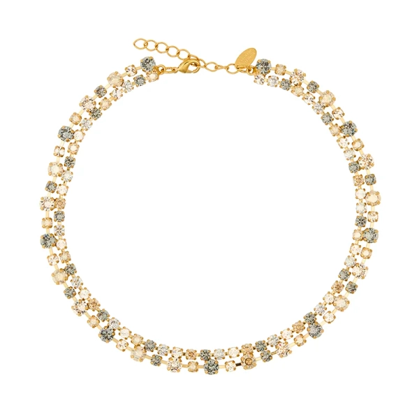 Mini Pomona Necklace i guldpläterad mässing med svarta Swarovski® kristaller