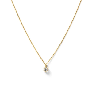 Valora Halskette Goldkette aus 18-karätig vergoldetem Messing mit kurzer ovaler Kette und facettiertem weißen Topasanhänger