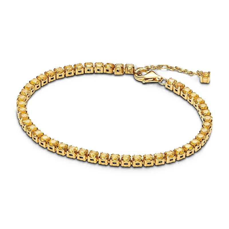 PANDORA – Glittrande Gult Tennisarmband Guld