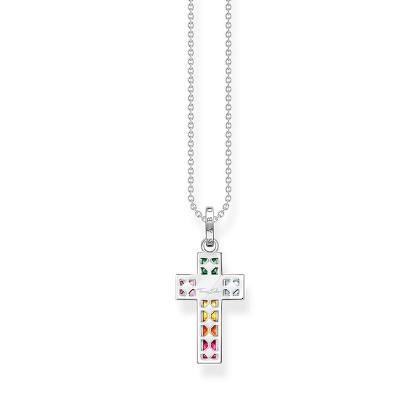 Kette Kreuz Bunte Steine Silber von Thomas Sabo, Schneller Versand - Nordicspectra.de