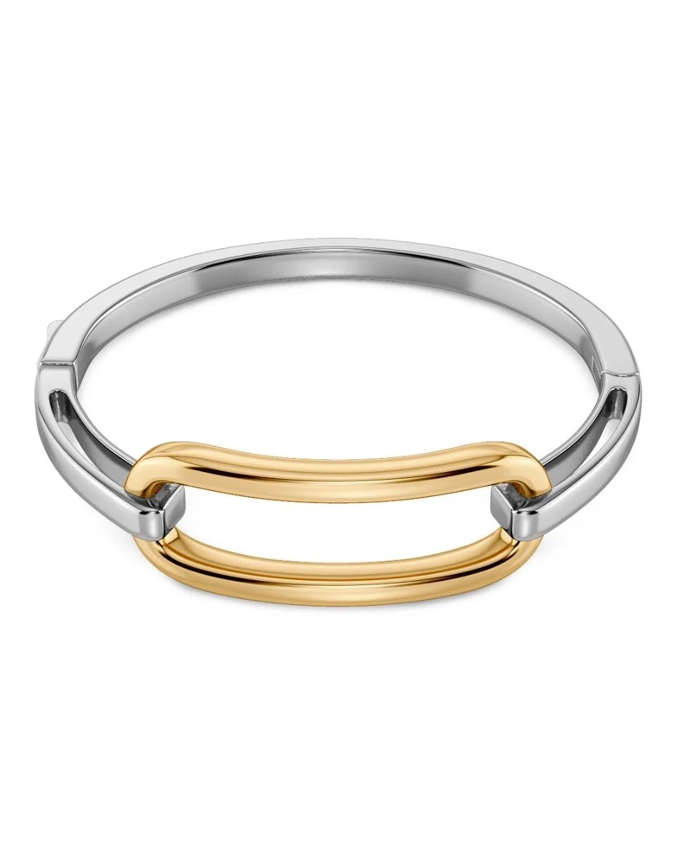 med klickspänne och stilren skena i rostfritt stål.