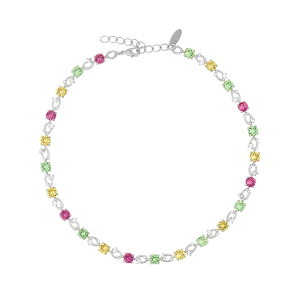 Halsband Fay i rodium med höstblomskombination