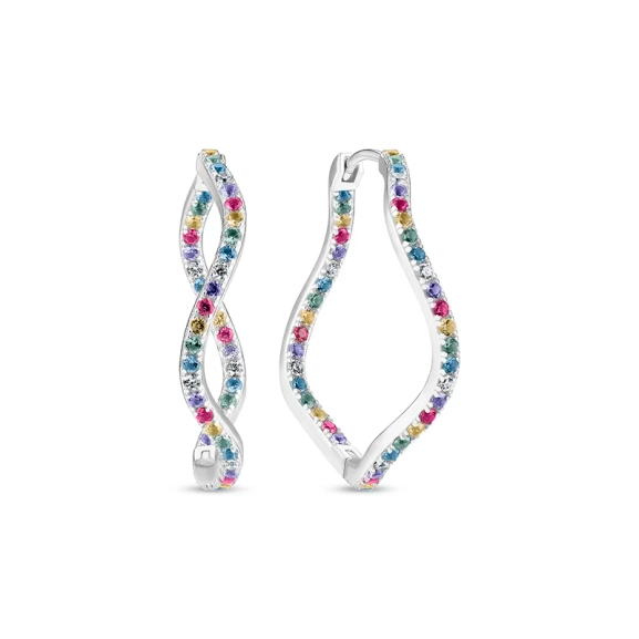 Ellera Waves X-Grande Örhängen Mix i silver med gnistrande Cubic Zirconia-stenar från Sif Jakobs