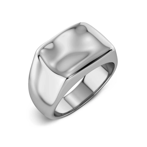 Ring i polerat rostfritt stål med mjukt hamrad