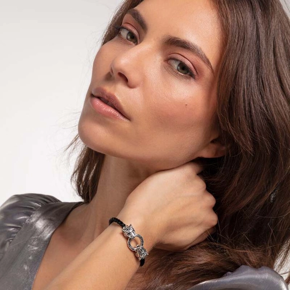 Schwarzes Lederarmband Tiger von Thomas Sabo, Schneller Versand - Nordicspectra.de