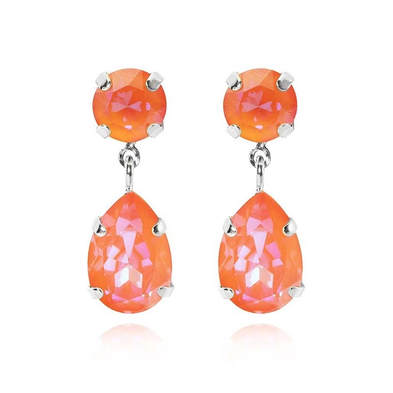 Caroline Svedbom - Mini Drop Earrings Rhodium Orange Glow Delite