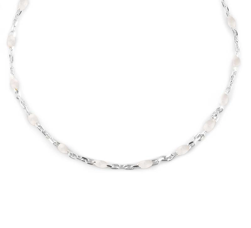 CU Jewellery - Letters Beaded Necklace White Silver