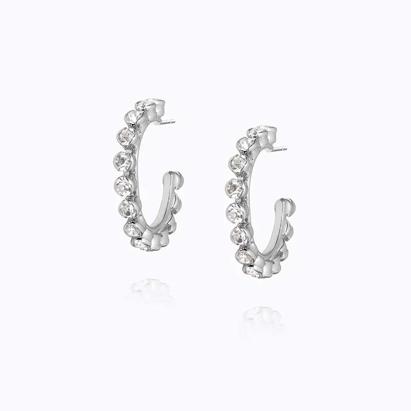Caroline Svedbom - Siri Loop Earrings Rhodium Crystal
