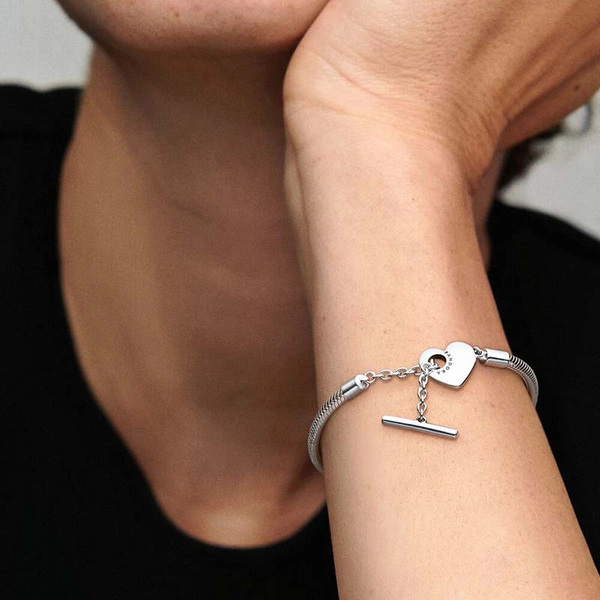 Pandora Moments Herz T-Verschluss Schlangen-Gliederarmband von PANDORA, Schneller Versand - Nordicspectra.de