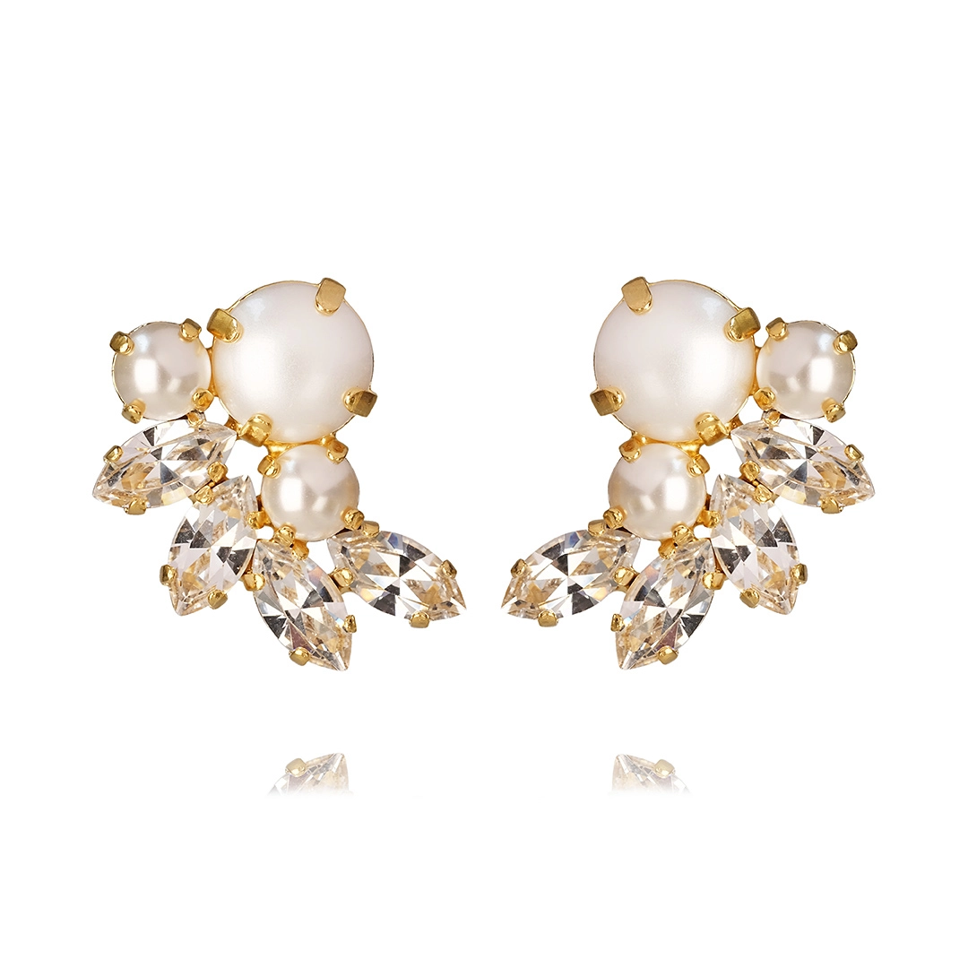 Caroline Svedbom - Electra Earrings Gold Pearl / Crystal