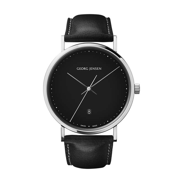 Koppel 41 mm - Kvarts - Svart urtavla/Svart läderarmband - Georg Jensen klockor - Snabb frakt & paketinslagning - Nordicspectra.se