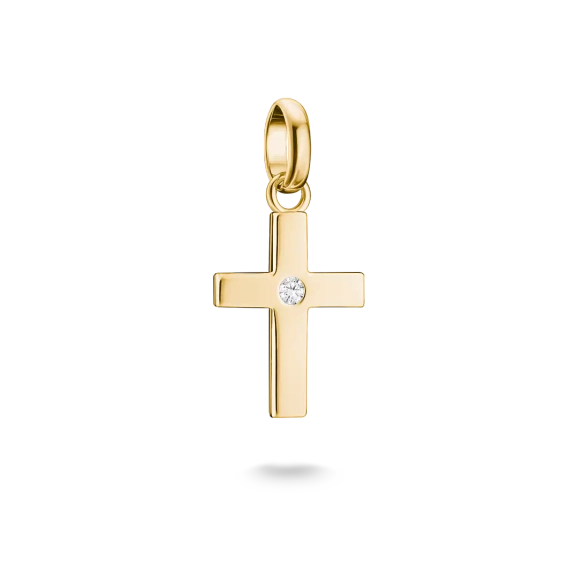 CC Connect Simple Sparkling Cross Charm Gold - Thomas Sabo - Suuri valikoima & ilmainen lahjapaketointi - Nordic Spectra