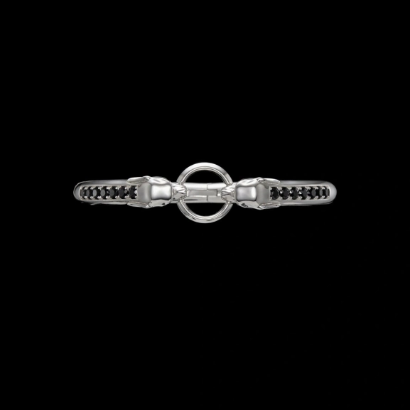 Die Armbinde „Nocturnal Guardian“ aus Silber mit schwarzem Spinell