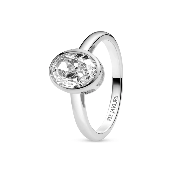 Sardinien Ovale Grande Ring i silver med en stor oval cubic zirconia-sten