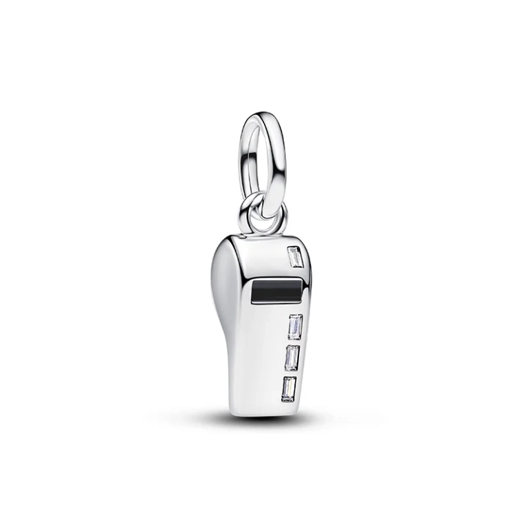 Domarvisselpipa Hängberlock från Pandora i silver med gnistrande cubic zirconia-stenar