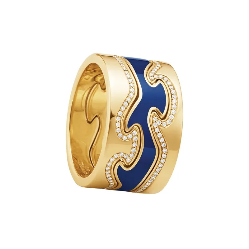 Georg Jensen - Fusion 3-delad Ring Guld Blå med Diamanter