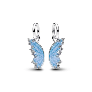 Schmetterlings-Charm aus Sterlingsilber mit Zirkonia und blauer Glasur
