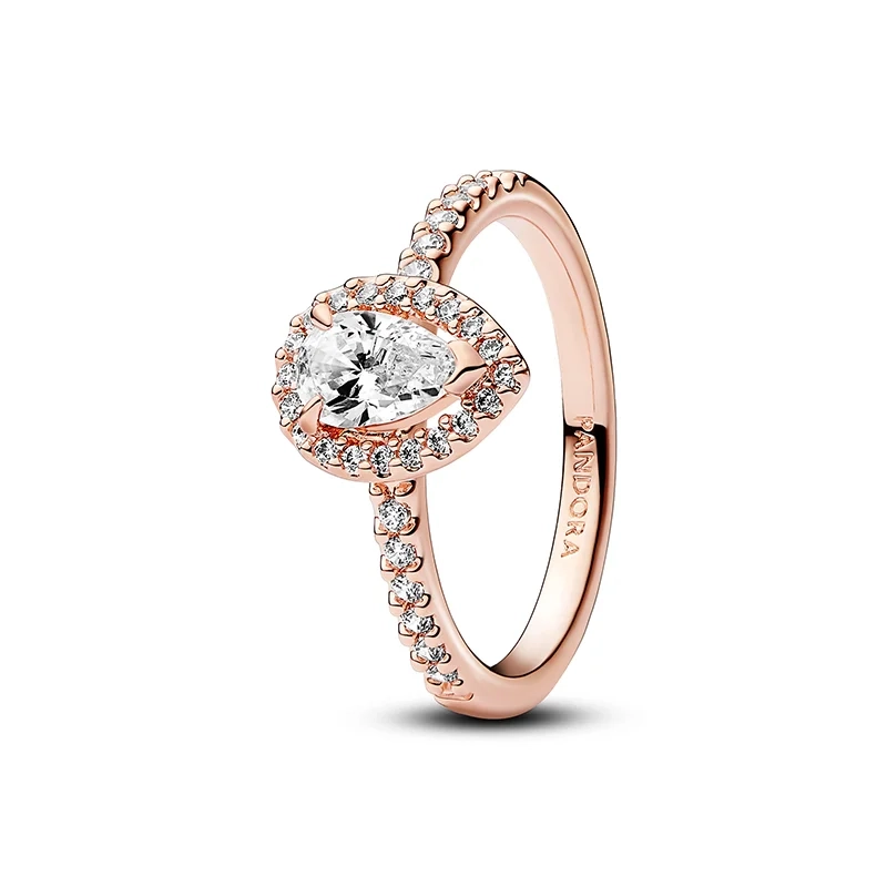 PANDORA - Ring med Glittrande Halo Rosé