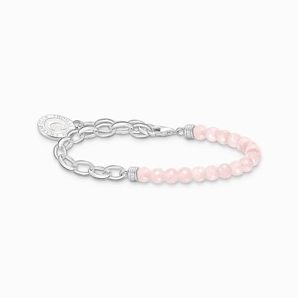 Member Charm bracelet with beads of rose quartz and Charmista disc silver - Thomas Sabo - Suuri valikoima & ilmainen lahjapaketointi - Nordic Spectra