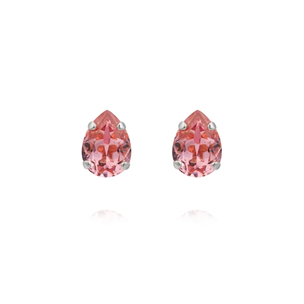Amelia Stud Earrings Rhodium Light Rose med ljusrosa Swarovski-kristaller