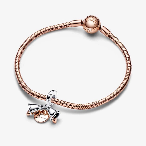 Bicolor Hochzeitsglocken Doppelter Charm-Anhänger von PANDORA, Schneller Versand - Nordicspectra.de
