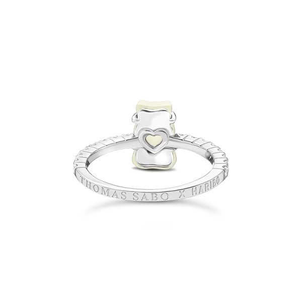 HARIBO Ring med Vit Gummibjörn & Glittrande Stenar - Thomas Sabo - Snabb leverans & paketinslagning - Nordic Spectra