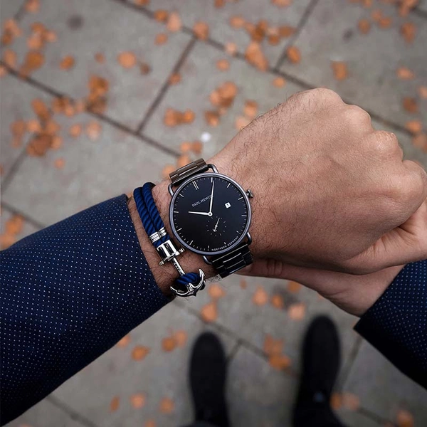 Nylon Phrep Armband Marinblå/Silver - Paul Hewitt armband - Snabb frakt & paketinslagning - Nordicspectra.se