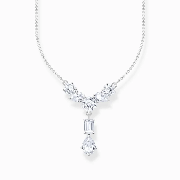Halskette im Y-Stil mit sieben weißen Steinen Silber - Thomas Sabo - Nordic Spectra