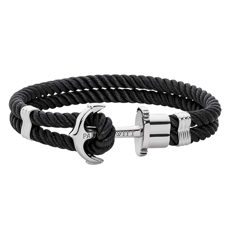 Nylon Phrep Armband Svart/Silver - Paul Hewitt armband - Snabb frakt & paketinslagning - Nordicspectra.se