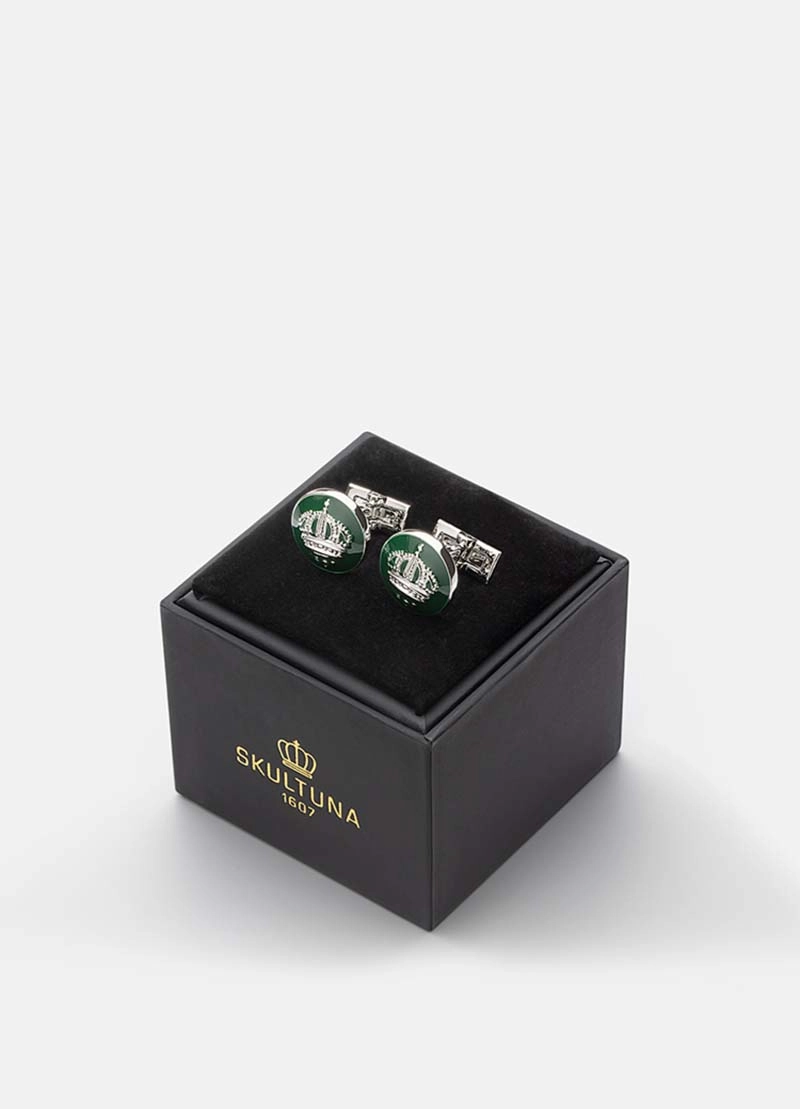 Cuff Links Crown Racing Green Silver Plated - Skultuna - Snabb frakt & paketinslagning - Nordicspectra.se