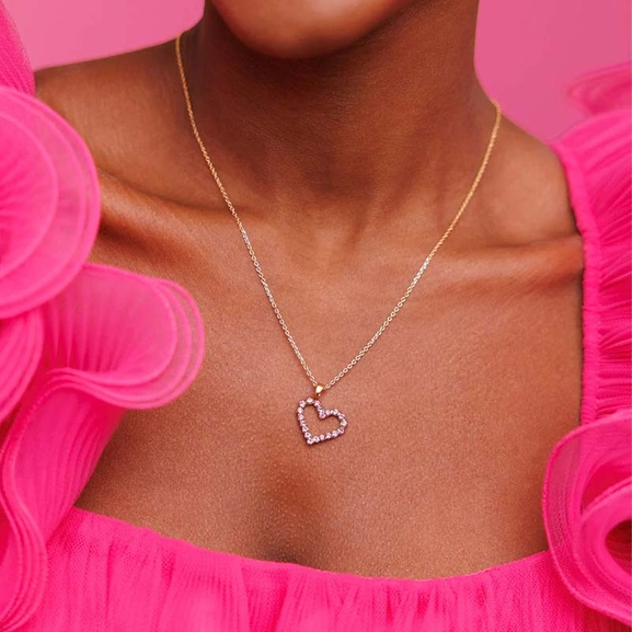 Mini Sweetheart Necklace Rhodium Rose - Caroline Svedbom - Snabb frakt & paketinslagning - Nordicspectra.se