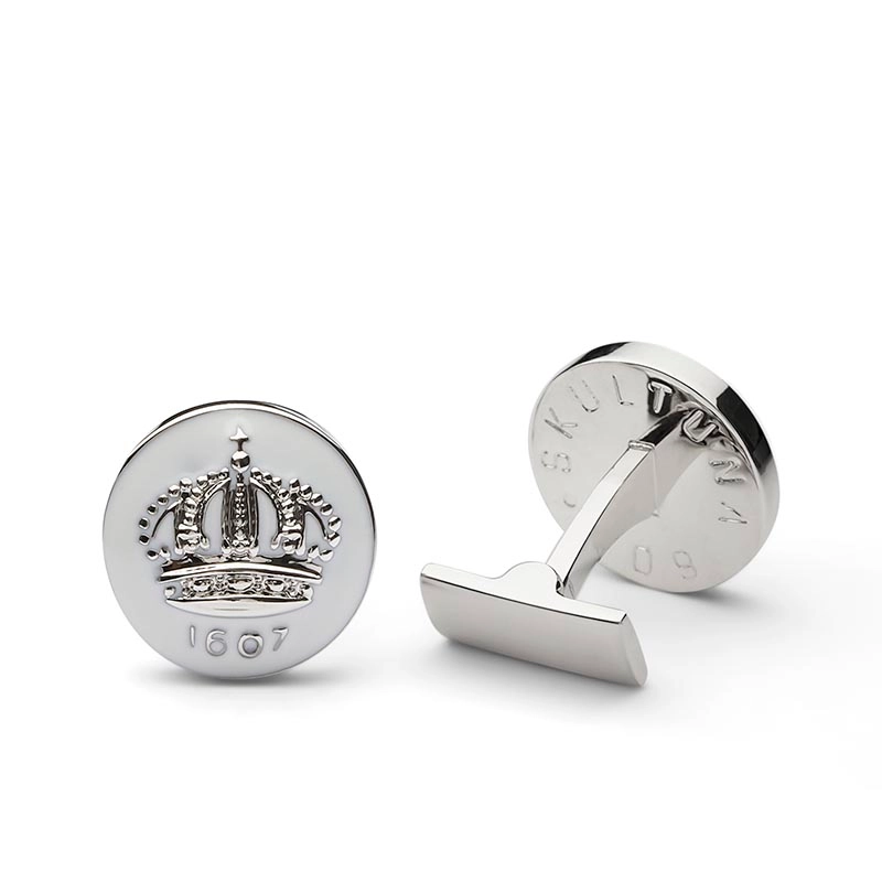 Manschettknappar The Crown, Ivory White & Silver