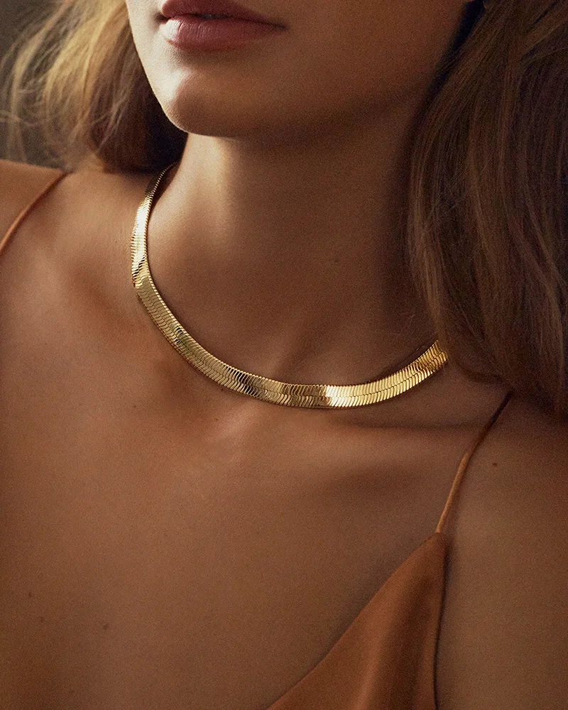 Herringbone L Necklace Gold - Edblad - Snabb leverans - Gratis paketinslagning