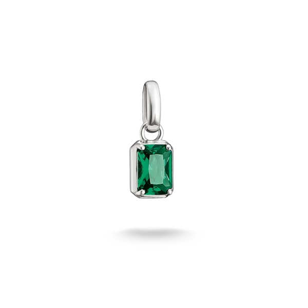 Thomas Sabo CC Connect Månadssten Maj: smaragdgrön oktagonslipad cubic zirconia i polerat silver med "May"-gravyr