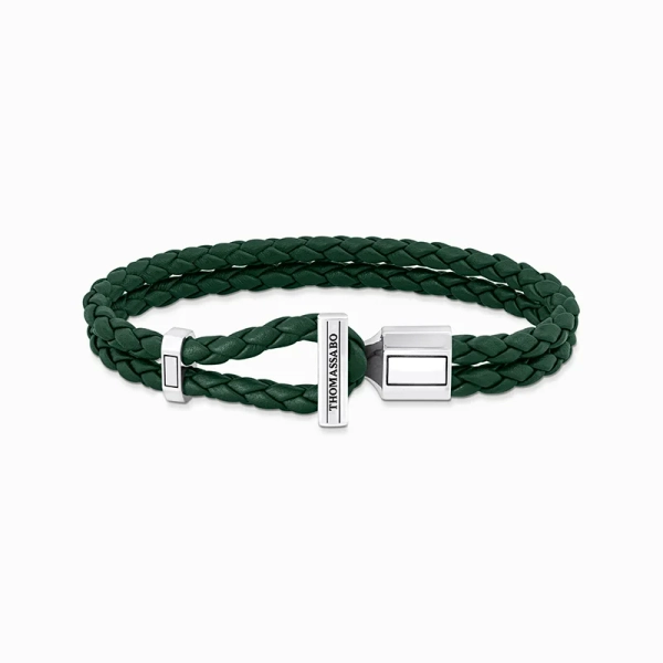Dubbelt Läderarmband Grönt & Silver - Thomas Sabo - Snabb leverans & paketinslagning - Nordic Spectra