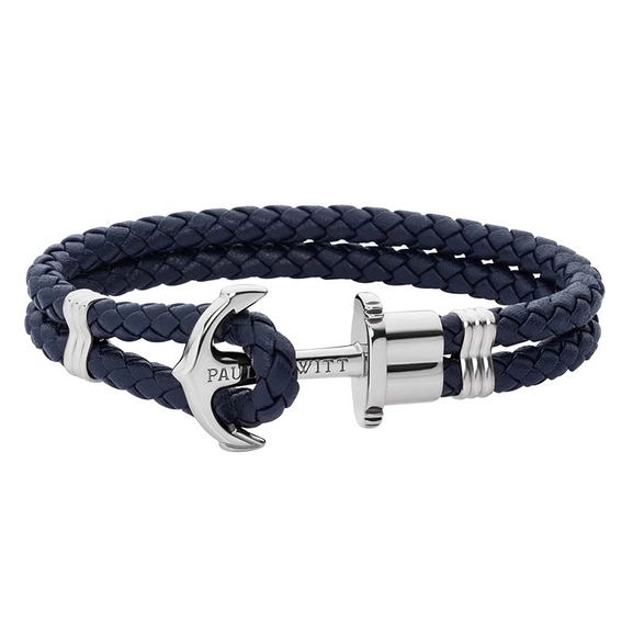 Leather Phrep Armband Marinblå/Silver - Paul Hewitt armband - Snabb frakt & paketinslagning - Nordicspectra.se