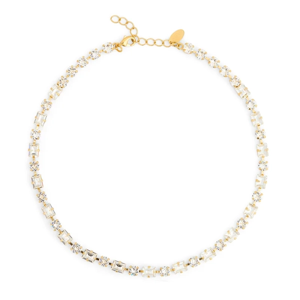 Guldpläterat Diora Statement-halsband med gnistrande Swarovski-kristaller från Caroline Svedbom