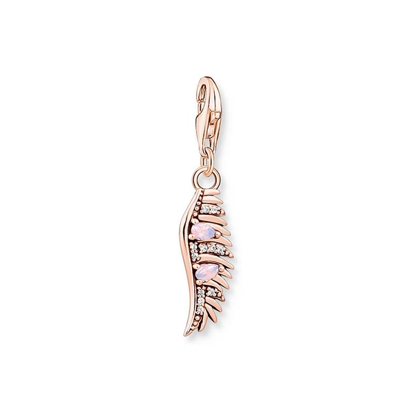 Charm Pendant Phoenix Feather With Pink Stones Rose Gold - Thomas Sabo - Suuri valikoima & ilmainen lahjapaketointi - Nordicspectra.fi