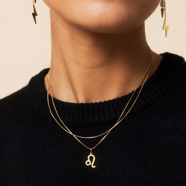Zodiac Sign Leo Gold - Edblad - Snabb leverans - Gratis paketinslagning