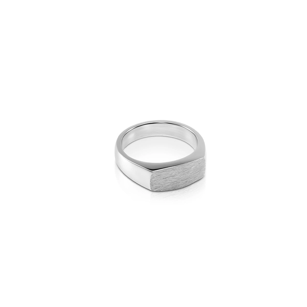 Alexis Signet Ring Thin 18K White Gold Matte von Nordic Spectra, Schneller Versand - Nordicspectra.de