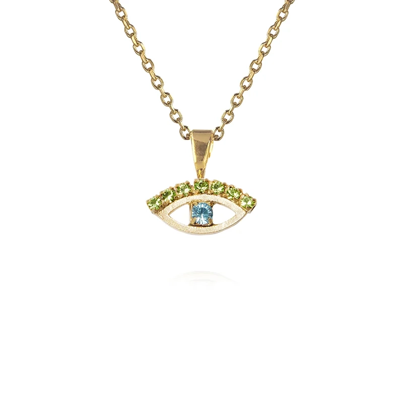 Caroline Svedbom - Petite Greek Eye Necklace Gold Green/Blue