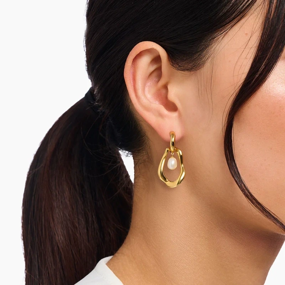 Thomas Sabo Natural Beauty Creolörhängen med Pärla i 18K guldpläterat silver