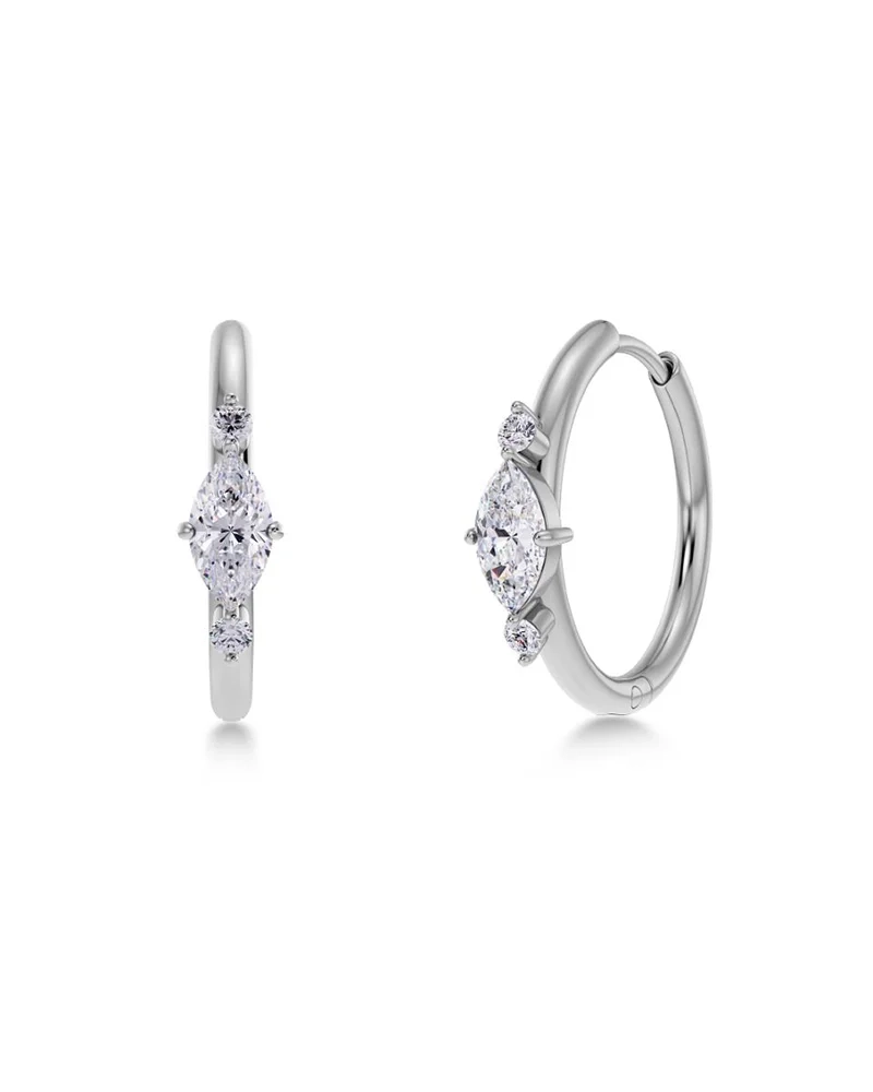 Trinny Hoops örhängen i polerat stål med tre cubic zirconia-stenar