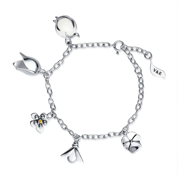 Gartenarmband aus Sterlingsilber mit Anhängern aus Citrin