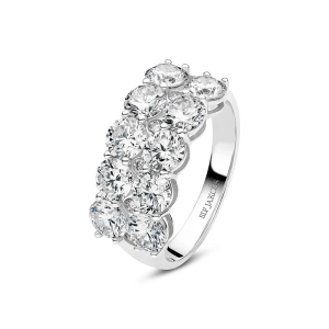 Ariccia Ring 14K Vitguld med två rader av gnistrande syntetiska diamanter