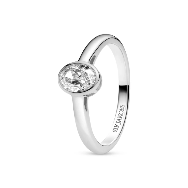 Sardinien Ovale Piccolo Ring i silver med en liten oval cubic zirconia-sten