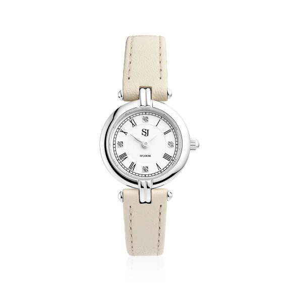 Bianca Watch beige Armbanduhr mit hellem Lederarmband