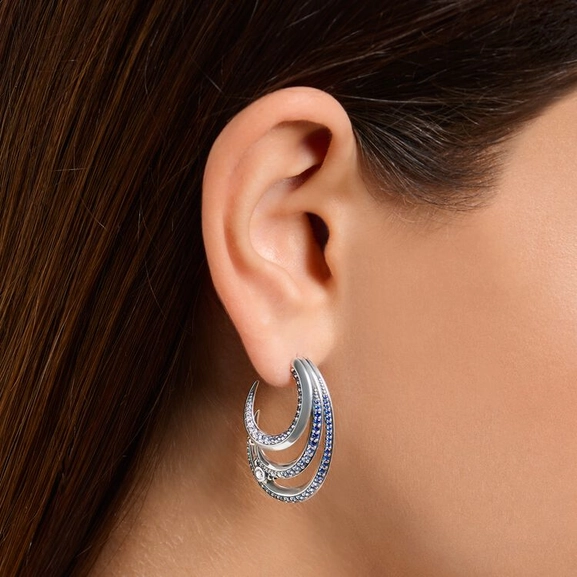 Creolen Welle Mit Blauen Steinen von Thomas Sabo, Schneller Versand - Nordicspectra.de