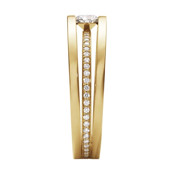 Halo Solitärring Guld med Pavéinfattade Diamanter Enkel - Georg Jensen ringar - Snabb frakt & paketinslagning - Nordicspectra.se